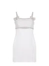 Self-portrait Women White Dress With Applied Rhinestones On The Front And Cut-out Detail In Tech Fab