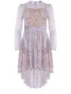 Self-portrait Lilac Lace Asymmetric Mini Dress In Purple