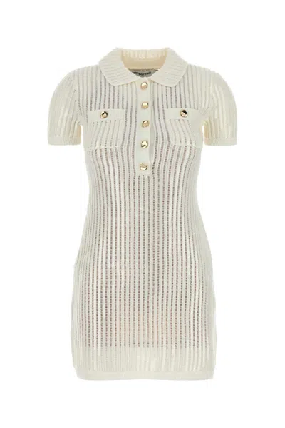 Self-portrait Mini Crochet Dress With Sequins In Neutral