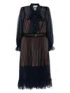 Self-portrait Navy Dot Mesh Midi Dress