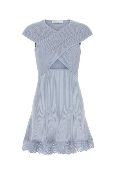 Self-portrait Self Portrait Women Light Blue Stretch Polyester Blend Mini Dress