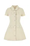 Self-portrait Structured Beige Dress With Classic Collar And Flap Pockets In Neutral