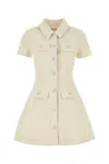 Self-portrait Structured Beige Dress With Classic Collar And Flap Pockets In Neutral