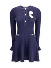 Self-portrait Self Portrait Women Perforated Knit Short Dress With Removable Lace Brooch