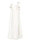 Self-portrait Beige Long Dress With Spaghetti Straps And Ruched Details In Beige