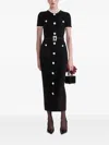 Self-portrait Womens Black Crystal-embellished Lace-trim Chenille-knit Midi Dress In Black