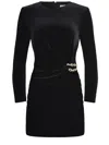 Self-portrait Velvet Chain Embellishment Mini Dress In Black