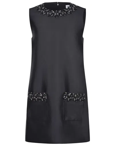 Self-portrait Black Taffeta Embellished Trim Mini Dress Clothing