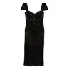 Self-portrait Belted Embellished Cotton-blend Lace Midi Dress In Black