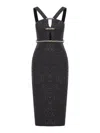 Self-portrait Tinsel Boucle Belted Cutout Midi Dress In Black
