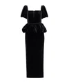 Self-portrait Peplum Velvet Midi Dress In Black