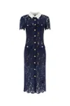 Self-portrait Navy Blue Dress With Front Button Fastening In Blue