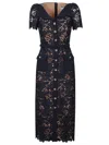 Self-portrait Belted Lace Midi Dress In Blue