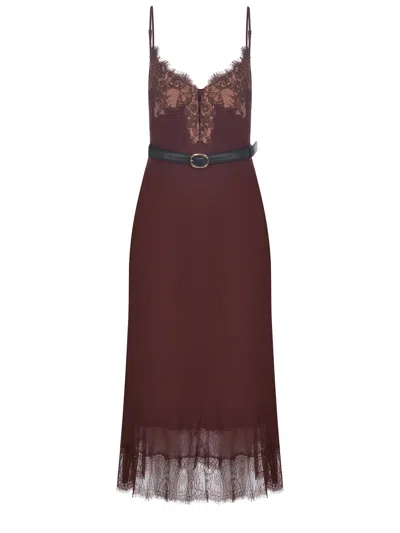 Self-portrait Dress In Burgundy