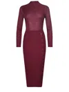 Self-portrait Burgundy Cut Out Tib Knit Midi Dress In Burgundy