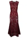 Self-portrait Burgundy Guipure Lace Midi Dresses Bordeaux In Burgundy