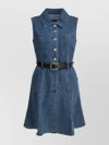 Self-portrait Dress Featuring Belted Waist And Front Pockets