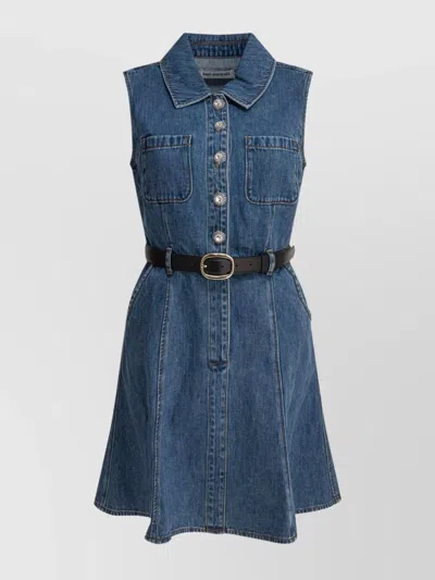 SELF-PORTRAIT DRESS FEATURING BELTED WAIST AND FRONT POCKETS