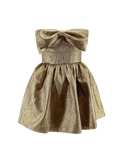 Self-portrait Metallic Jacquard Mini Dress In Gold