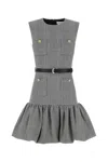 Self-portrait Fitted Bodice Black Dress With Flared Skirt And Scalloped Hemline In Gray