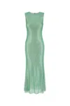 Self-portrait Mint Rhinestone Mesh Midi Dress Pf25101mg Green In Brown
