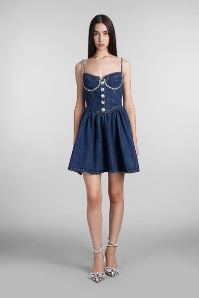 Self-portrait Ballerina Denim Mini Dress In Blue