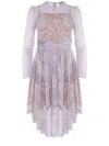 Self-portrait Lilac Lace Asymmetric Mini Dress In Purple
