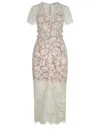 Self-portrait Women's Fine Lace Midi Dress In Beige