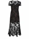 Self-portrait Floral Lace Maxi Dress In Black