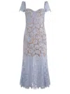 Self-portrait Womens Blue Corset-bodice Short-sleeve Lace Midi Dress In Light Blue