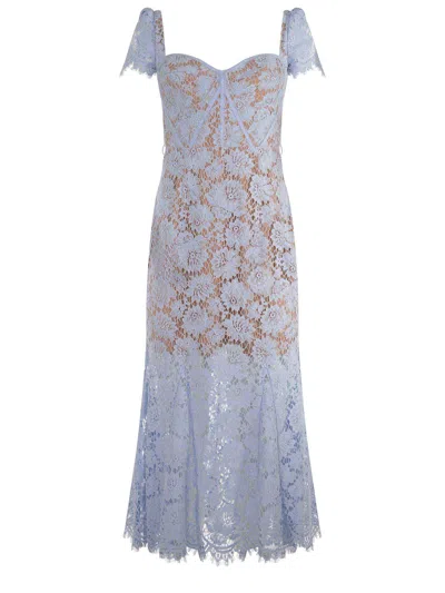 Self-portrait Dress Made Of Cotton Blend. In Blue