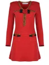 Self-portrait Textured-knit Mini Dress In Red