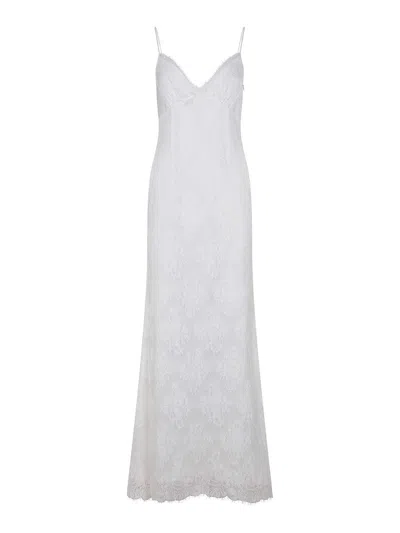 Self-portrait Dress Made Of Cotton Blend In White