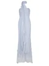 Self-portrait Georgette Flower-appliqué Gown In Light Blue