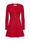 Self-portrait Pointelle Knitted Mini Dress In Red In Red