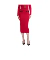 Self-portrait Embellished Knitted Midi Skirt In Red