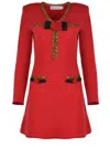 Self-portrait Textured-knit Mini Dress In Rosso