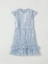 Self-portrait Ruffled Silk-blend Dress In Blue