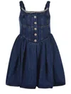 Self-portrait Flared Denim Mini Dress With A In Denim