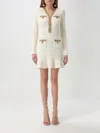 Self-portrait Cream Knit Lurex Trim Mini Dress In Beige