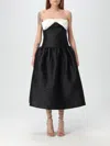Self-portrait Taffeta Contrast-bow Midi Dress In Black