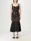 Self-portrait Black Fine Lace Midi Dress In Black