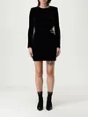Self-portrait Twisted Waist Dress With Gold Detail In Black