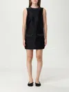 Self-portrait Sleeveless Black Midi Dress With Beadwork And Patch Pockets In Black