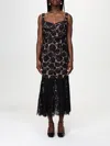 Self-portrait Black Fine Lace Midi Dress In Schwarz