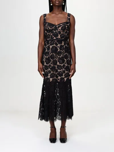 Self-portrait Fine Lace Midi Dress In Black