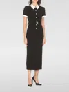 Self-portrait Midi Crepe Dress With Jewel Buttons In Schwarz
