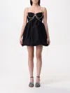 Self-portrait Taffetà Dress With Rhinestones Detail In Schwarz