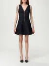 Self-portrait Navy Blue Dress With Bustier Neckline And Zip Detail In Black