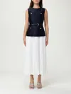 Self-portrait Womens Pleated Sleeveless Woven Midi Dress Blue In Multi